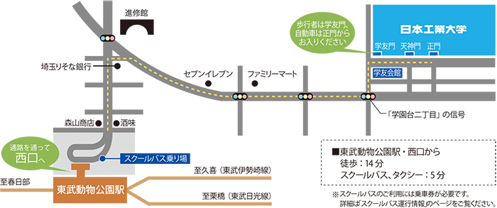 交通案内 実工学教育の日本工業大学